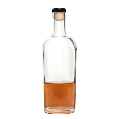위스키 브랜디 테킬라 진 보드카를 위한 500ml 750ml 맞춤형 선명한 유리 병