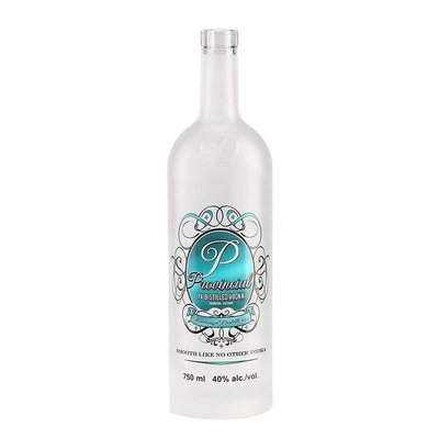 맑은 얼음 원형 700ml 750ml 음료 럼 보드카 유리 병 슈퍼 플린트 목걸이 재료