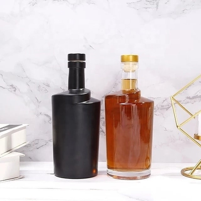 맑은 얼음 원형 700ml 750ml 음료 럼 보드카 유리 병 슈퍼 플린트 목걸이 재료