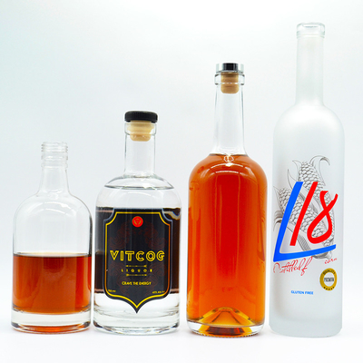 375ml 700ml 750ml 보드카 위스키 리커 유리 병 사용자 지정 디자인과 얼음 표면