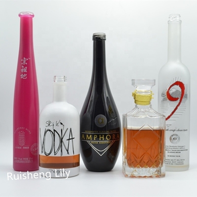 375ml 700ml 750ml 보드카 위스키 리커 유리 병 사용자 지정 디자인과 얼음 표면