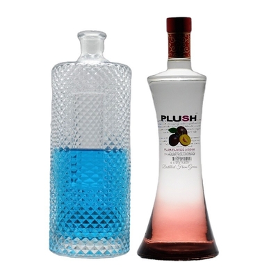슈퍼 플린트 유리 재료 750ml 보드카 스피릿 진 럼 유리 술 병 코크