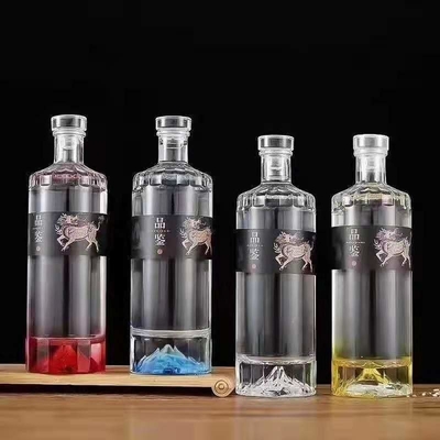 슈퍼 플린트 글래스 500ml 700ml 750ml 럼 보드카 위스키 술 진 병 유리 코크