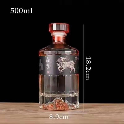 슈퍼 플린트 글래스 500ml 700ml 750ml 럼 보드카 위스키 술 진 병 유리 코크