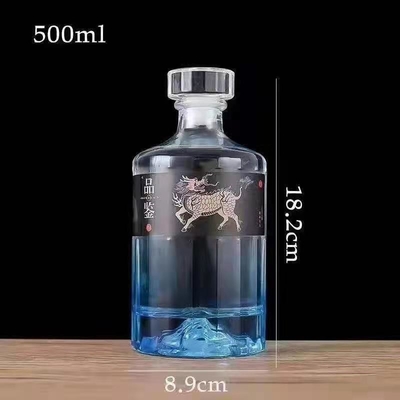 슈퍼 플린트 글래스 500ml 700ml 750ml 럼 보드카 위스키 술 진 병 유리 코크
