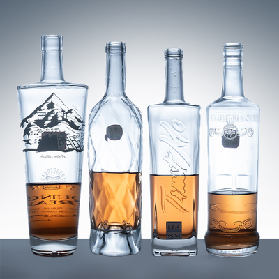750ml 직사각형 브랜디 병, 긴 목과 슈퍼 플린트 유리