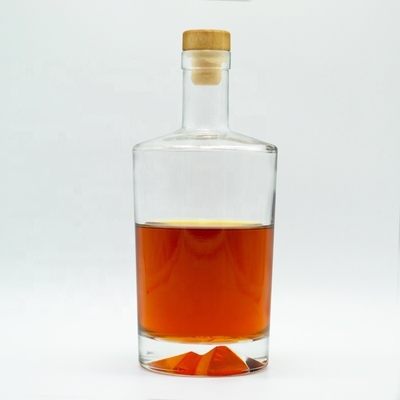 사용자 지정 로고 인쇄 250ml 500ml 750ml 맑은 유리 병 술 평면 위스키 병