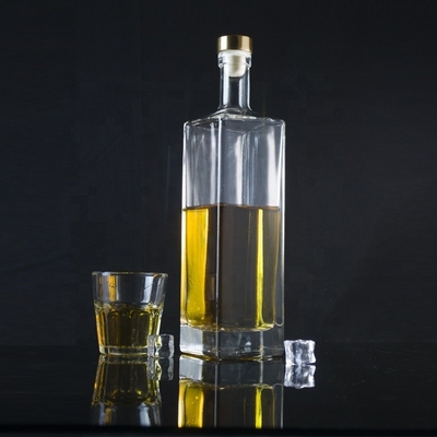 500ML 750ML 1000ML 맑은 진 럼 위스키 유리 술 병 코크 밀폐 유형