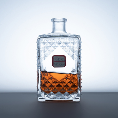 주문 위스키 유리 병 용량 500ml/1000ml/375ml 스크린 프린팅 사각형 모양