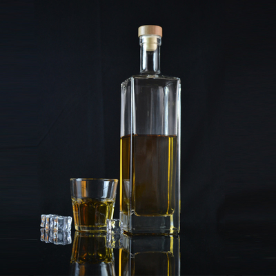 500ML 750ML 1000ML 맑은 진 럼 위스키 유리 술 병 코크 밀폐 유형
