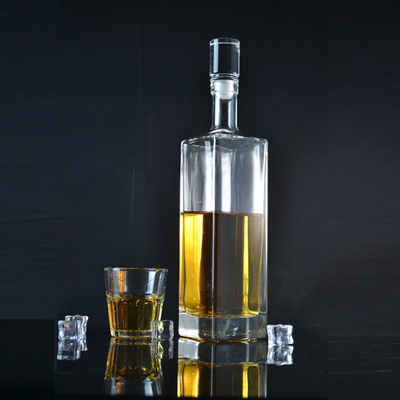 500ML 750ML 1000ML 맑은 진 럼 위스키 유리 술 병 코크 밀폐 유형