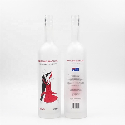 750ml 산업용 음료 유리 술 병 색 스프레이 표면과 디칼
