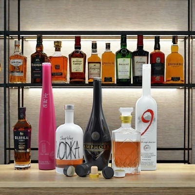 맑은 375ml 500ml 700ml 750ml 주문형 얼음 인쇄 스프레이 브랜디 위스키 리커 보드카 병