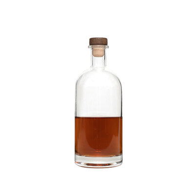브랜드 위스키를 위해 750ml Custom Embossed Logo Wine Glass Flask in Clear Color
