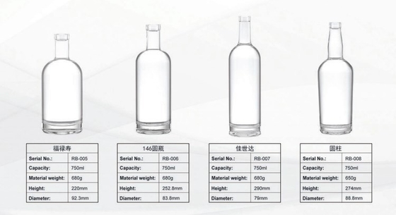 투명한 750ml 얼음성 음료 알코올 음료 와스키 보드카 병 1000ml