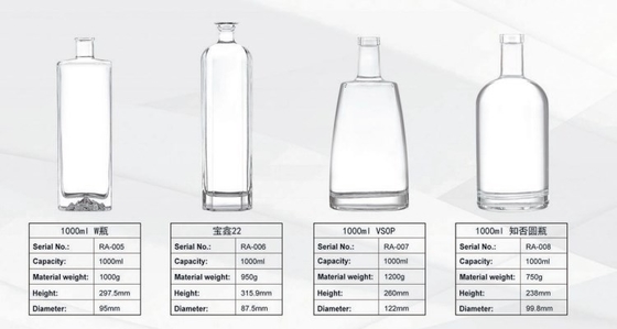 투명한 750ml 얼음성 음료 알코올 음료 와스키 보드카 병 1000ml
