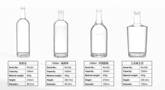 투명한 750ml 얼음성 음료 알코올 음료 와스키 보드카 병 1000ml