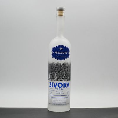 750ml 보드카 유리 병 디칼 표면 처리 및 크리스탈 컬러 스프레이 인쇄