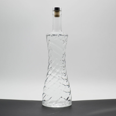 두꺼운 바닥 코크 및 라이커의 맞춤형 디자인을위한 슈퍼 플린트 유리 750ML 병