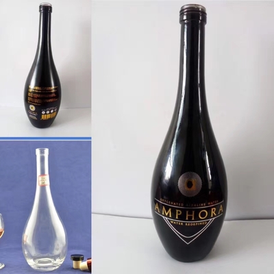 매트 블랙 리코어 진 보드카 브랜디 유리 와인 병 500ml 750ml 700ml
