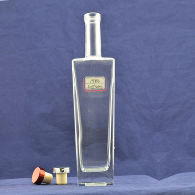유리 위스키 병 맑은 슈퍼 플린트 375ml 500ml 평방 건조 진 보드카 와인 병