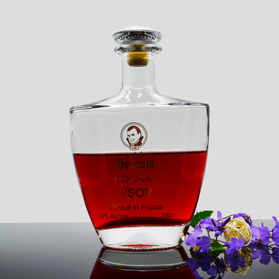 슈퍼 플린트 500ml 700ml 750ml 브랜디 리커 유리 와인 병과 패션 디자인