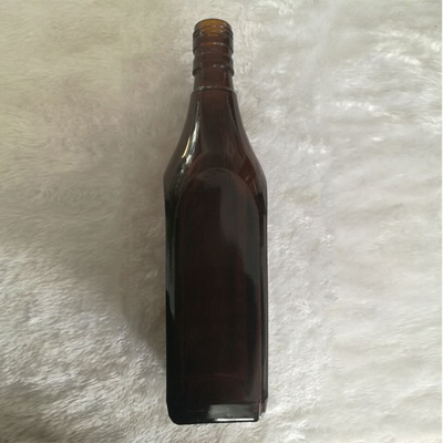 핫 스탬핑 750ml 앰버 유리 병 보드카 위스키 브랜디 음료