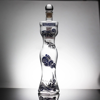 위스키 커스텀 디자인 유리 병 750ml 플립 톱 보드카 병