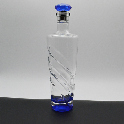 500ml 750ml 유리 보드카 위스키 병 슈퍼 플린트 유리 재료와 평평한 기본 디자인