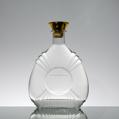 새겨진 슈퍼 플린트 유리 알코올 용 750ml 대용량 술 유리 병 코크 1 리터