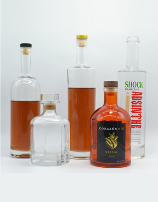200ml 375ml 500ml 700ml 슈퍼 플린트 유리 코크/스크루브 병 진 와스키 브랜디 럼