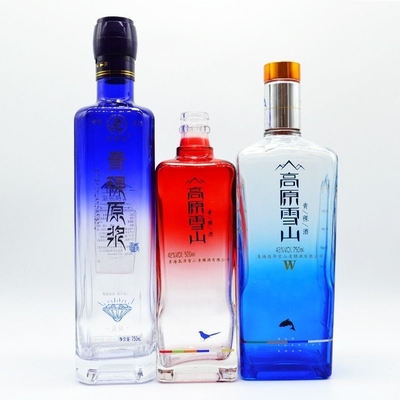 테킬라 와이스키 브랜디 750ml 500ml 1000ml를 위한 맞춤 맑은 유리 와인 병