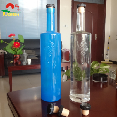 고 플린트 유리 재료 750ml 실린더 모양 유리 와인 병 음주용