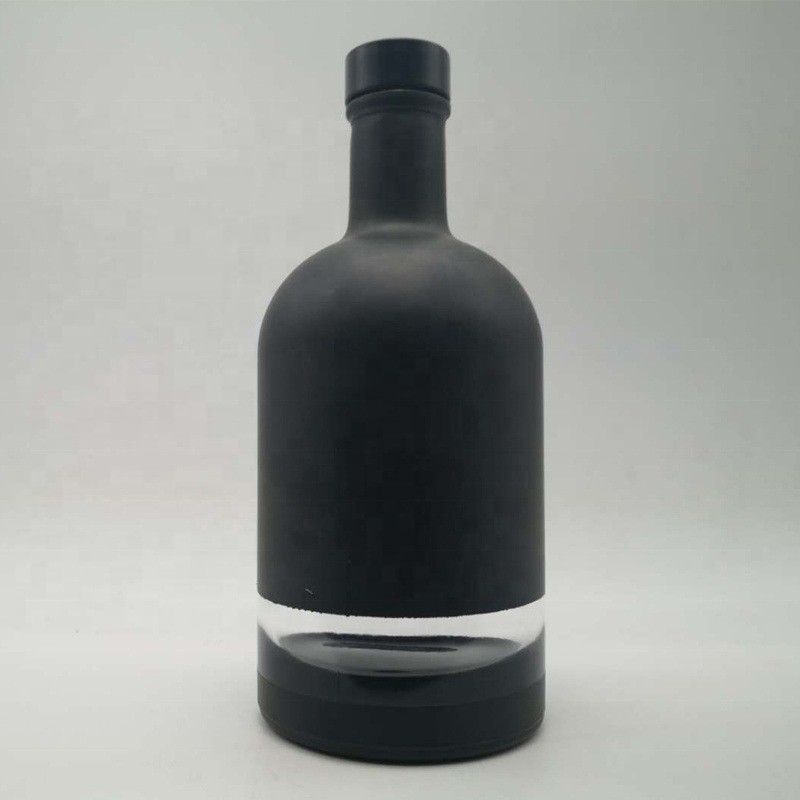 750ml 슈퍼 플린트 유리 음료 병 매트 흑백 맞춤 라벨