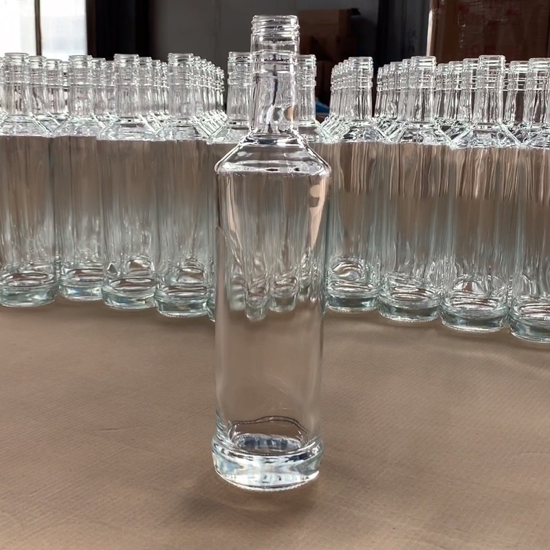 375ml 500ml 750ml 1000ml 유리 코크 톱 스크루 GPI 톱 캡 둥글 위스키 보드카 브랜디 술 병
