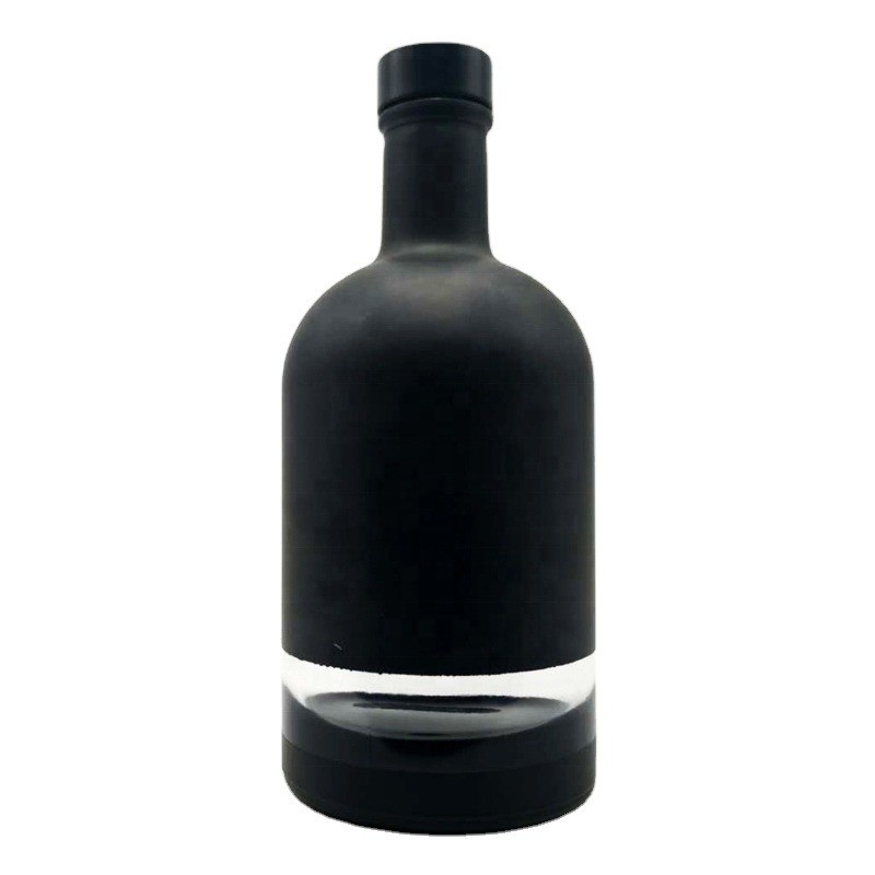 맑은 얼음 원형 700ml 750ml 음료 럼 보드카 유리 병 슈퍼 플린트 목걸이 재료