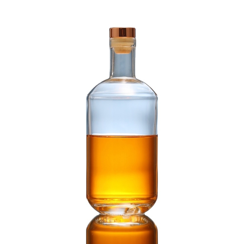 위스키와 보드카를 위한 투명한 원형 유리 병 200ml 375ml 500ml 750ml 1000ml