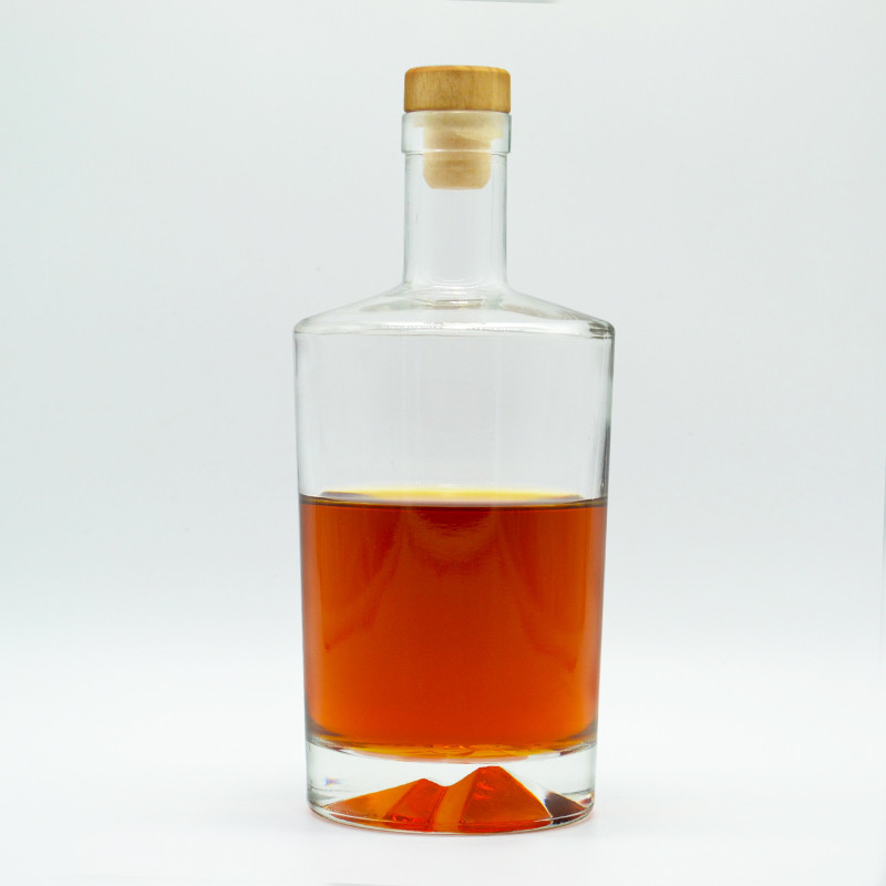 고 플린트 유리 재료 700ml 750ml 럼 보드카 위스키 테킬라 코크로 된 유리 병
