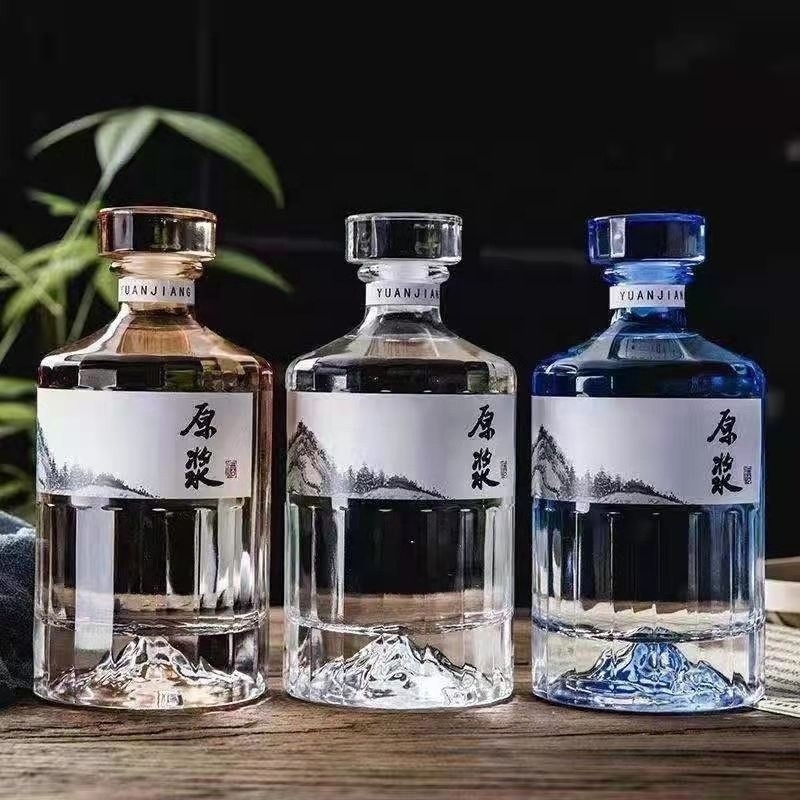 슈퍼 플린트 글래스 500ml 700ml 750ml 럼 보드카 위스키 술 진 병 유리 코크