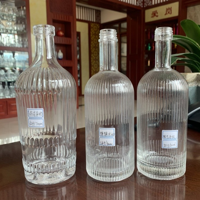 하이 플린트 유리 재료 700ml 긴 목 빈 스피릿 병 위스키 리커 375ml