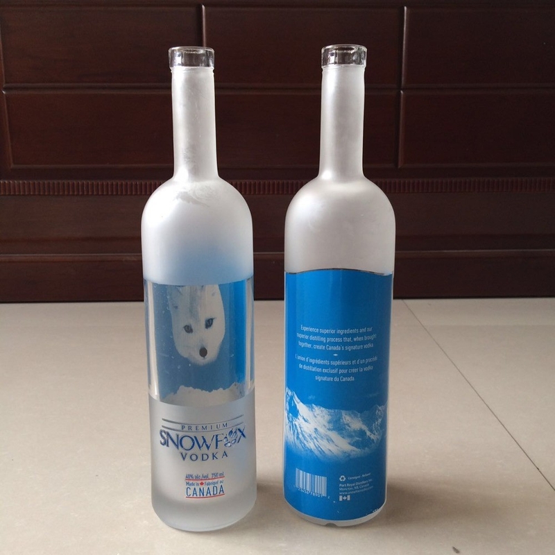 디칼 스크린 프린팅 얼어붙은 코크 보드카 병 500ml 750ml 1L 보드카 유리 병