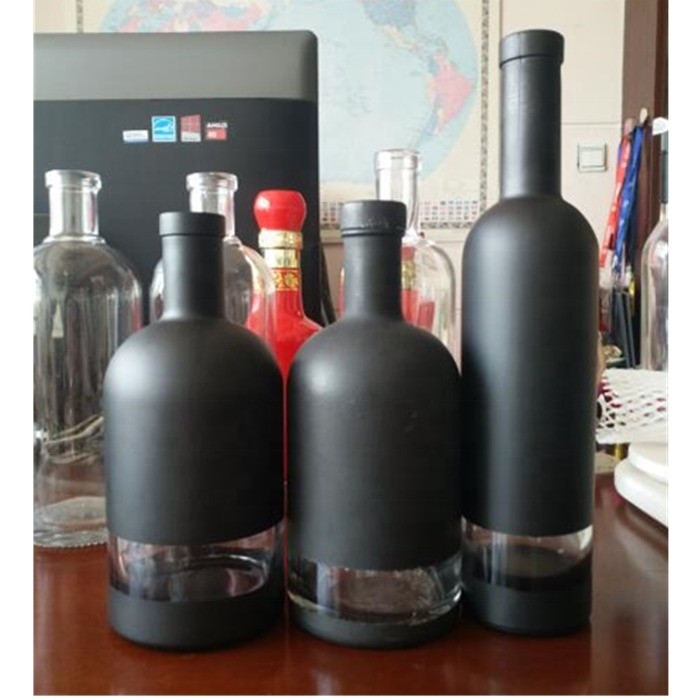매트 블랙 리코어 진 보드카 브랜디 유리 와인 병 500ml 750ml 700ml