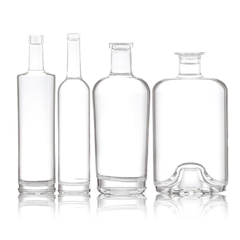 375ml 500ml 맑은 얼음 유리 병 보드카 진 위스키 화이트 스피릿 투명