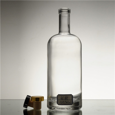 슈퍼 플린트 700ml 스피릿 글래스 보드카 병 코크로 OEM/ODM 용납