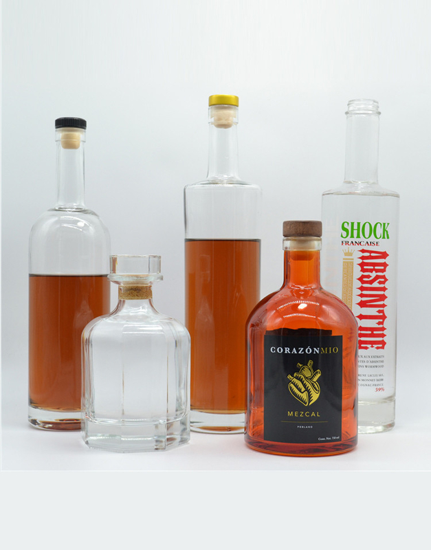 200ml 375ml 500ml 700ml 슈퍼 플린트 유리 코크/스크루브 병 진 와스키 브랜디 럼