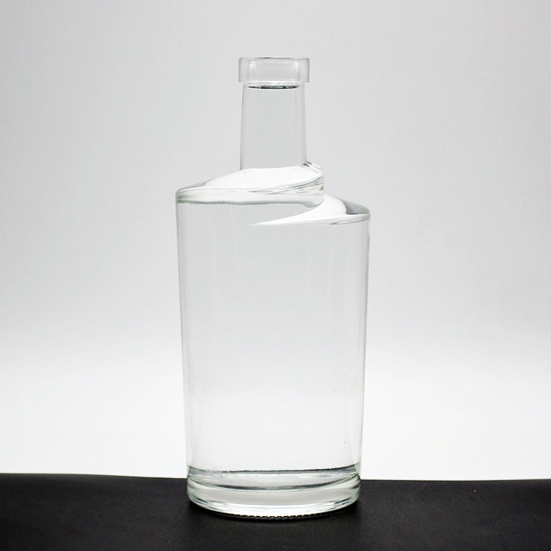 데칼 표면 처리 750ml 리커 유리 병 사용자 정의 모양 어깨 회전