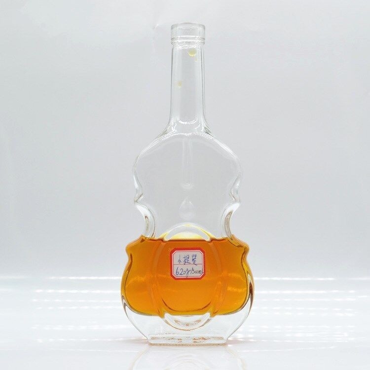 큰 좋은 700ml 750g 투명한 유리 포장 특수 모양 바이올린 두개골 병