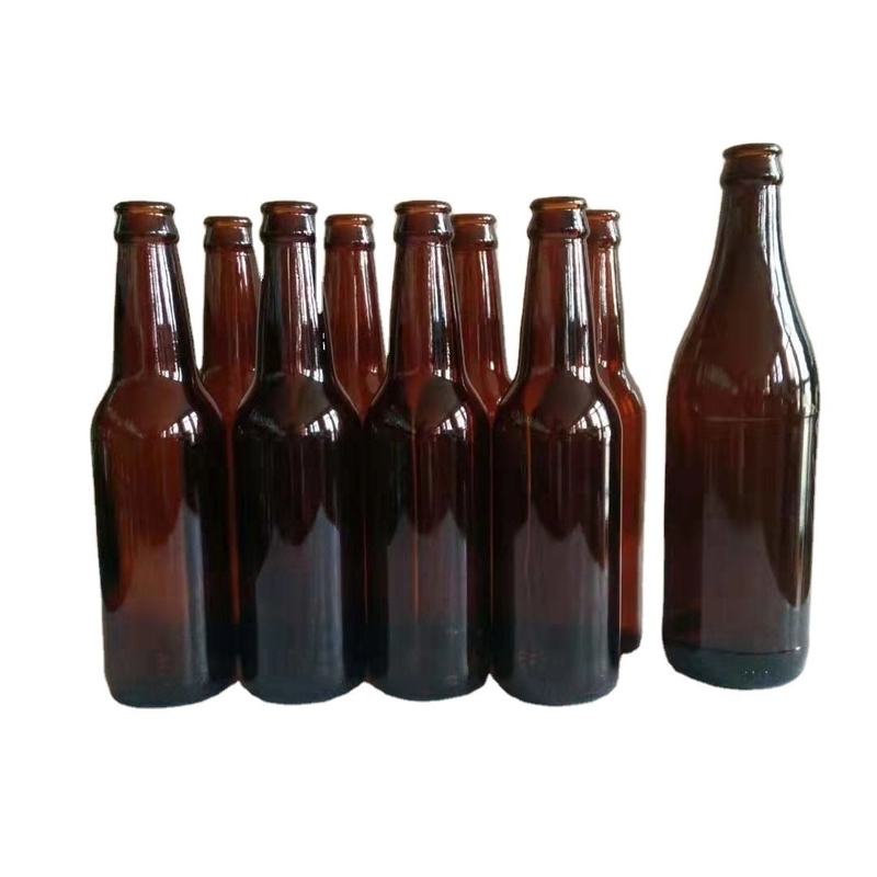 330ml 500ml 원색 병 크라운 캡 앰버 리커 맥주 유리 병